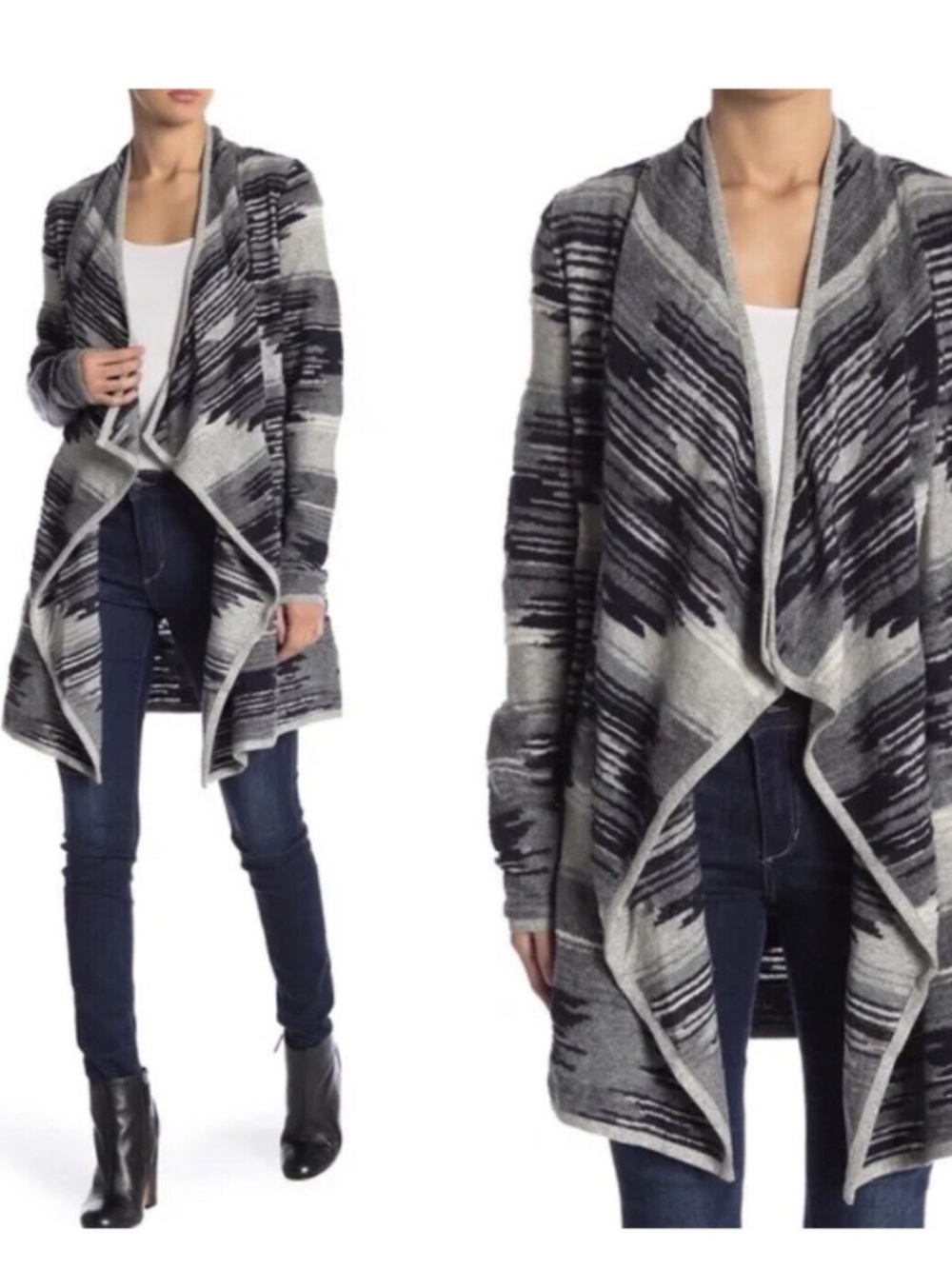 $140 Lucky Brand Cardigan Wool 3D Aztec Knitted Patterns Size L Women’s